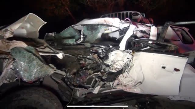 <p>LeVrier Family</p> Bethany LeVrier's SUV after her 2021 crash