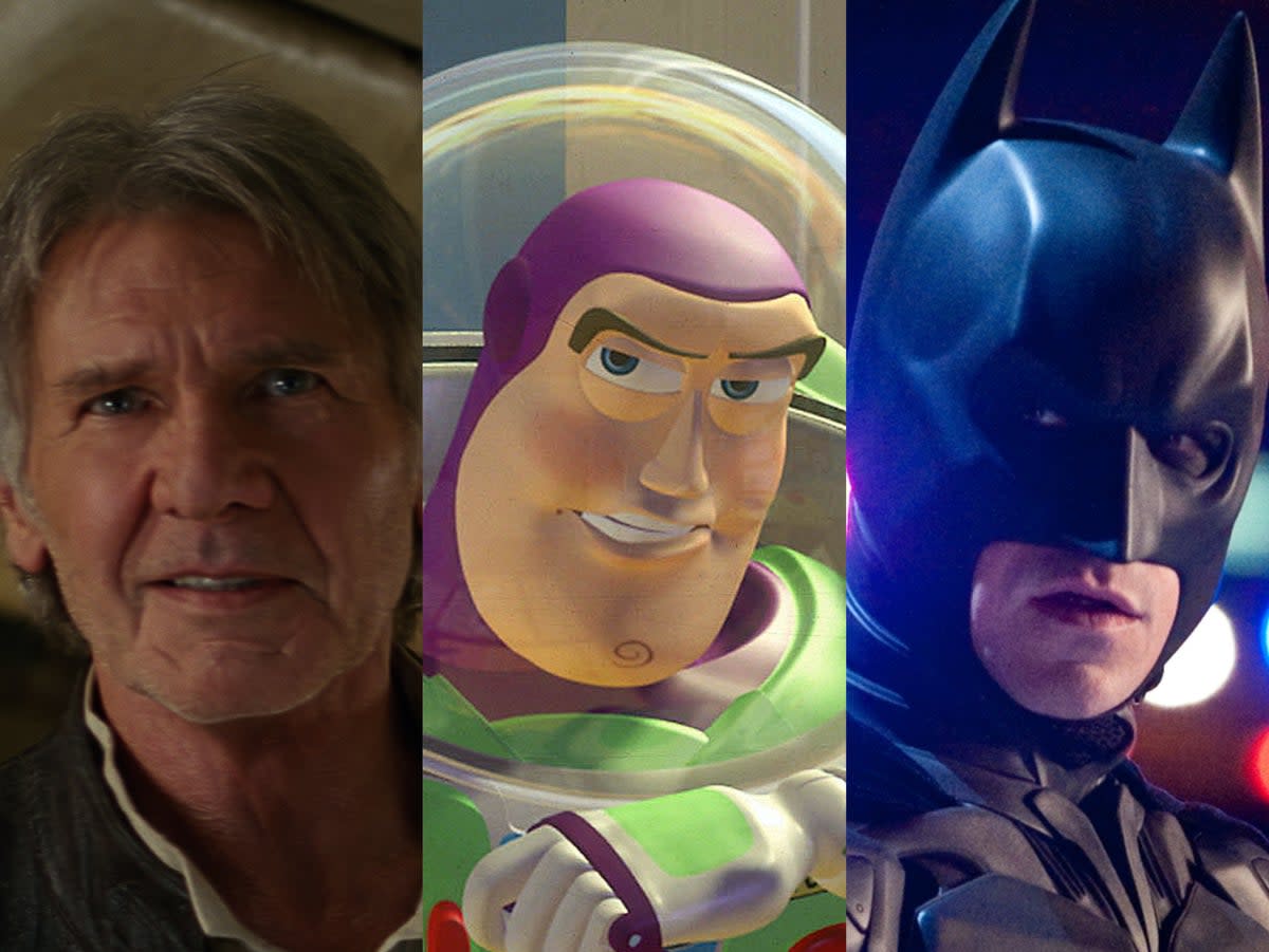 ‘Star Wars: The Force Awakens’, ‘Toy Story’ and ‘The Dark Knight Rises’ are among the films on this list (LucasFilm/Pixar/Warner Bros)