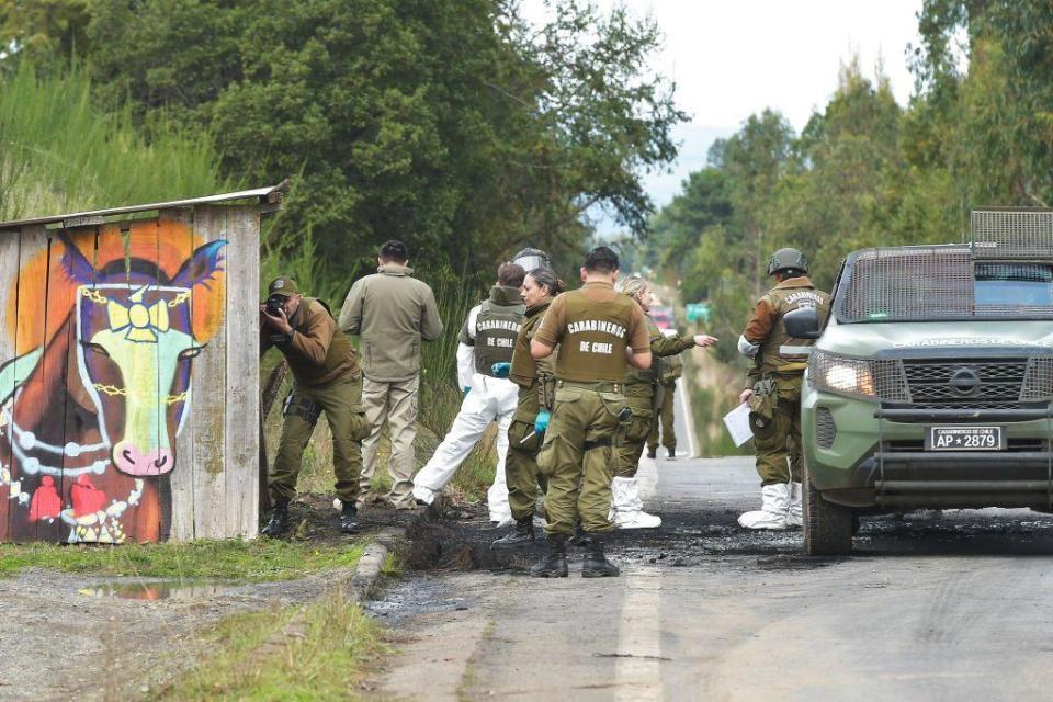 Agentes de seguridad en el lugar del suceso, en la Región del Biobío.