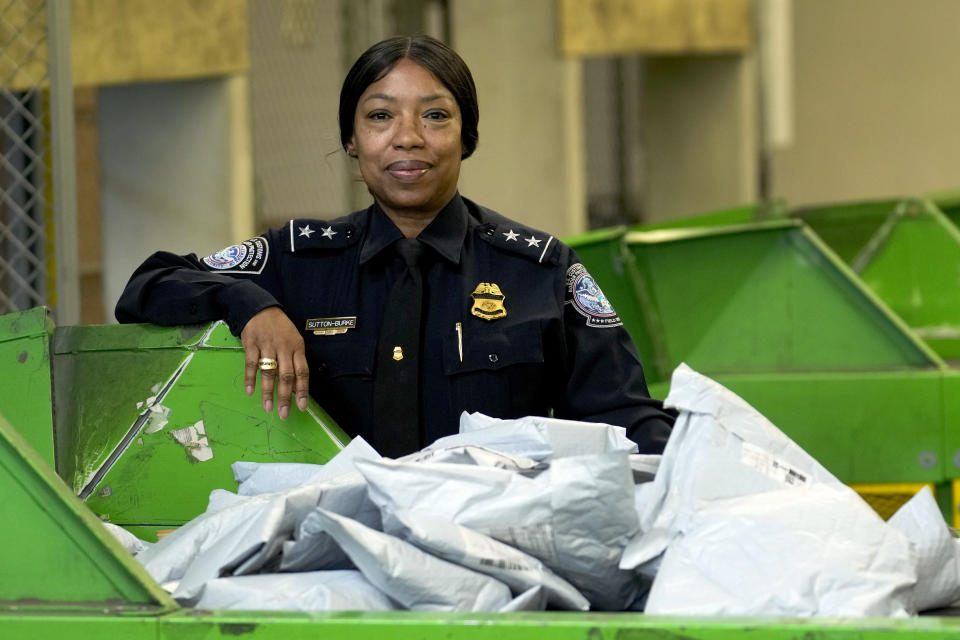 LaFonda D, Sutton-Burke, U.S. Customs and Border Protection Director of Field Operations poses for a portrait at the agency's overseas mail inspection facility at Chicago's O'Hare International Airport Feb. 23, 2024, in Chicago. The explosive growth of cross-border e-commerce involving major China-backed players such as Shein and Temu has caught the attention of the U.S. lawmakers amid a bitter U.S.-China trade war and cast a spotlight on a tax rule that critics say has allowed hundreds of millions of China-originated packages to enter the U.S. market each year without duty and without reliable information for lawfulness. (AP Photo/Charles Rex Arbogast)