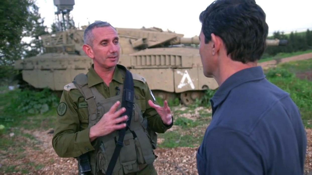 PHOTO: IDF spokesman Daniel Hagari speaks with ABC News' Matt Gutman. (ABC News)