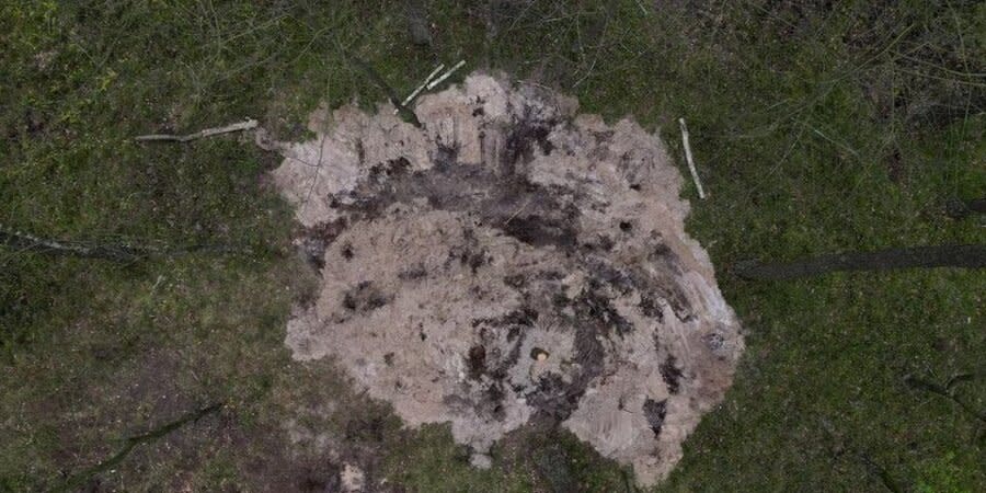 The place in the forest near Bydgoszcz where the wreckage of a Russian missile was found