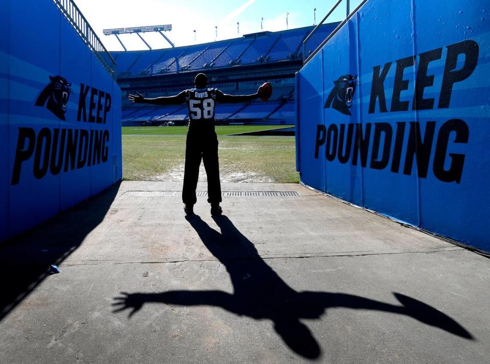 In 2015, Panthers linebacker Thomas Davis posed inside Bank of America Stadium for The Charlotte Observer. Davis signed a one-day contract and retired as a member of the team in March 2021. Jeff Siner/jsiner@charlotteobserver.com