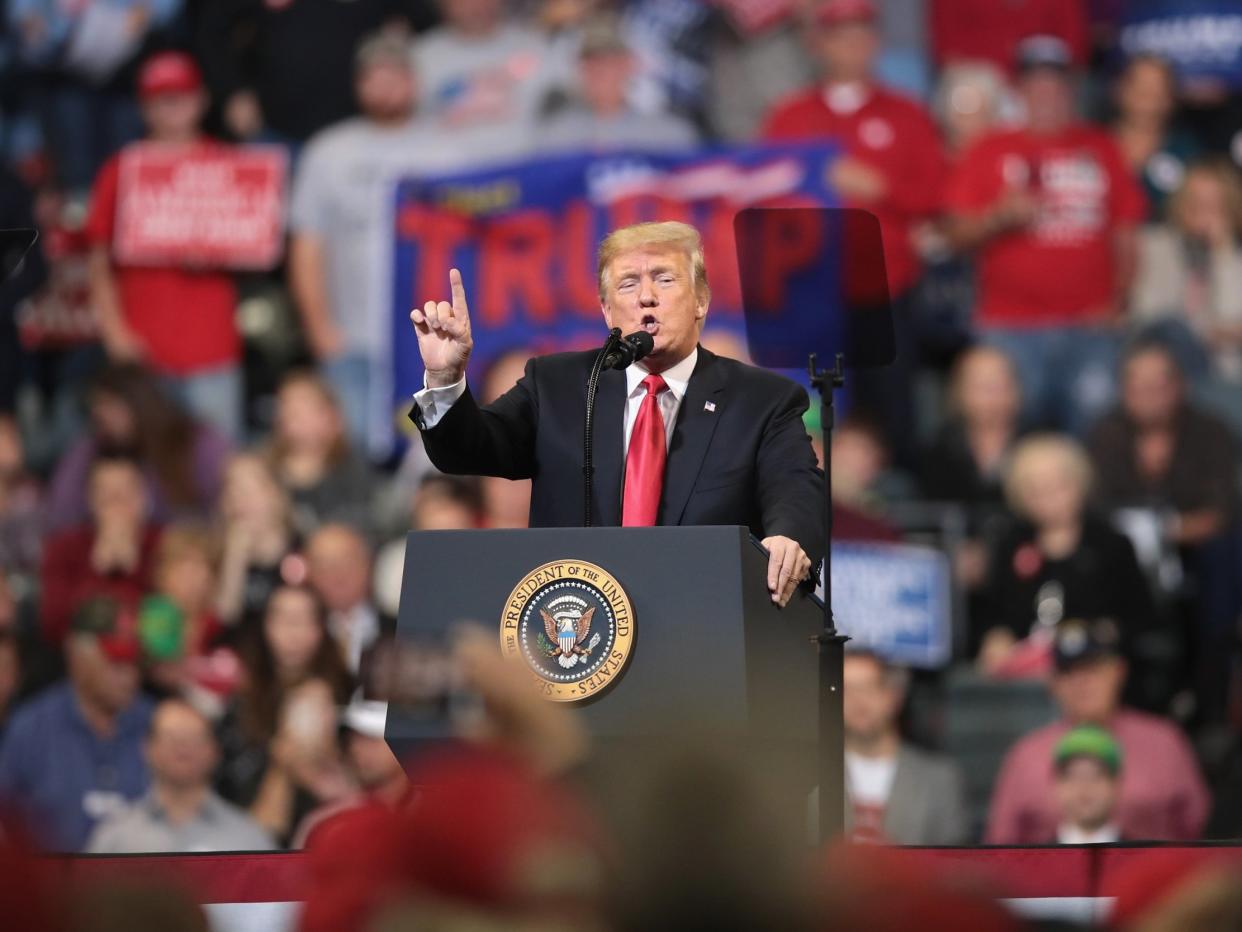 Donald Trump on the campaign trail in Iowa earlier this month: Getty