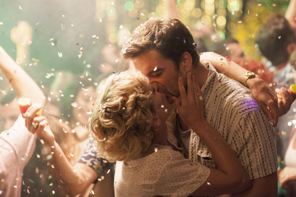 This image released by IFC Films shows Denise Gough, left, and Sebastian Stan in a scene from "Monday." (IFC Films via AP)