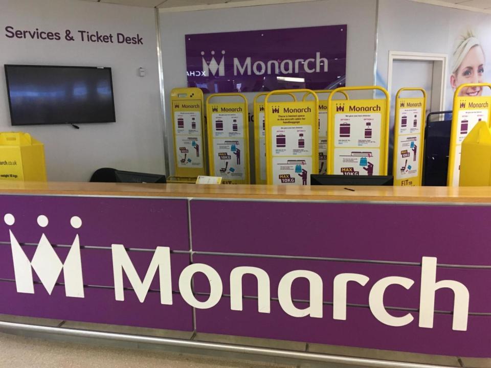 Bygone age: Monarch Airlines desk at Birmingham airport (Simon Calder)