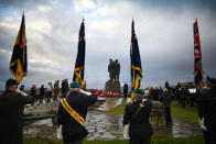 <p>Both serving and former commandos gather during the Commando Memorial Service commemorate and pay respect to the sacrifice of service men and women who fought in the two World Wars and subsequent conflicts on Nov. 11, 2018 in Spean Bridge, Scotland. The armistice ending the First World War between the Allies and Germany was signed at Compiègne, France on eleventh hour of the eleventh day of the eleventh month – 11 a.m. on Nov. 11, 1918. This day is commemorated as Remembrance Day with special attention being paid for this year’s centenary. (Photo from Jeff J Mitchell/Getty Images) </p>