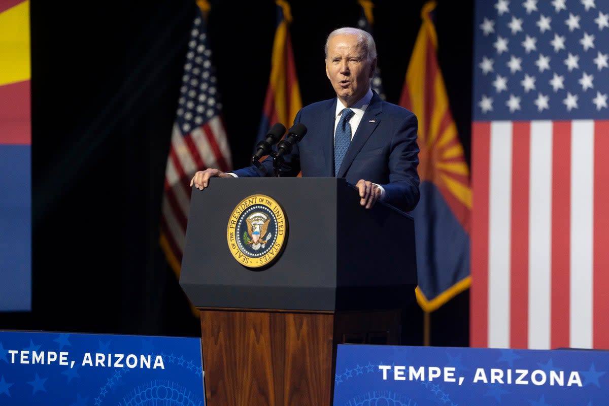 Joe Biden delivered a speech in Arizona on Thursday  (Getty Images)