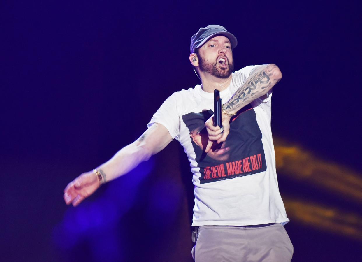 Eminem performing on stage