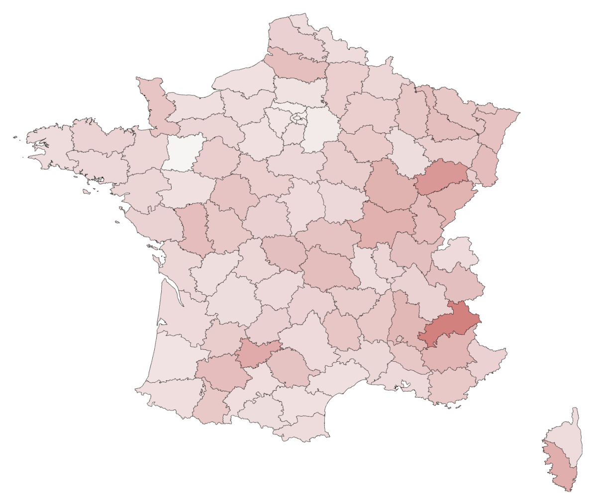 Covid-19 : les départements les plus touchés par la reprise de l'épidémie