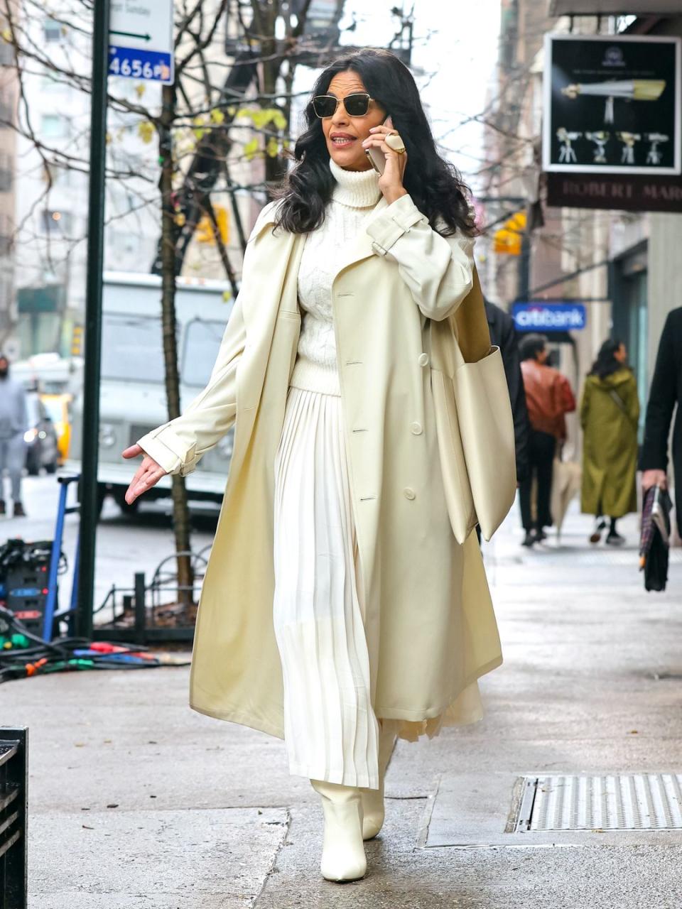 new york, ny december 07 sarita choudhury is seen on the film set of the and just like that on december 07, 2022 in new york city photo by jose perezbauer griffingc images