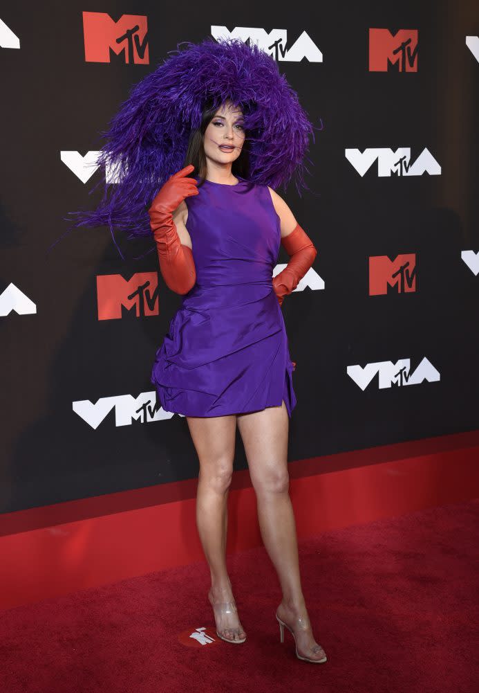 Kacey Musgraves arrives at the MTV Video Music Awards at Barclays Center on Sunday, Sept. 12, 2021, in New York. (Photo by Evan Agostini/Invision/AP)