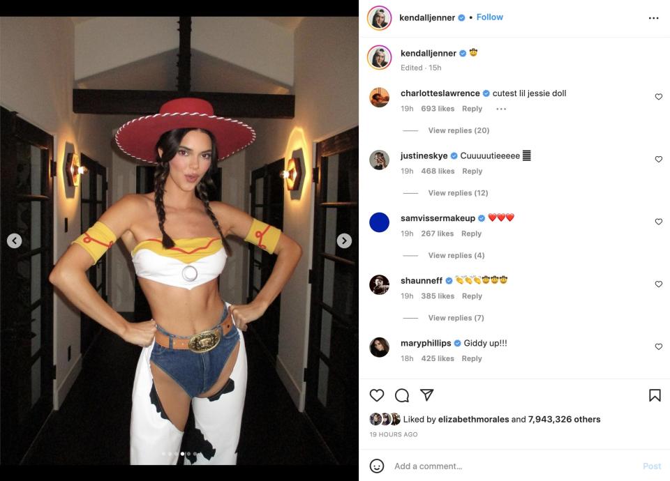 Kendall Jenner dressed as Jessie from "Toy Story 2."