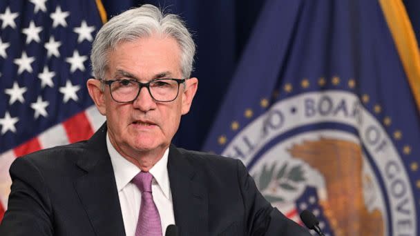 PHOTO: In this file photo taken on July 27, 2022 Federal Reserve Board Chairman Jerome Powell speaks during a news conference in Washington, D.C. (Mandel Ngan/AFP via Getty Images, FILE)