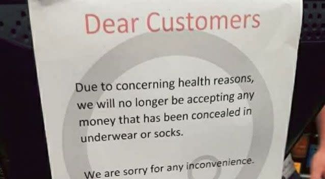 The shop has taken a stand against sweaty money. Source: Facebook