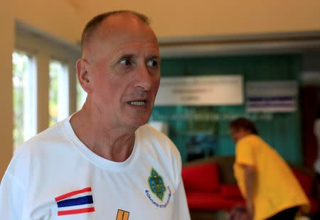 FILE PHOTO: British caver Vern Unsworth talks during Reuters interview at a hotel, in the northern province of Chiang Rai, Thailand, July 17, 2018. REUTERS/Soe Zeya Tun/File Photo