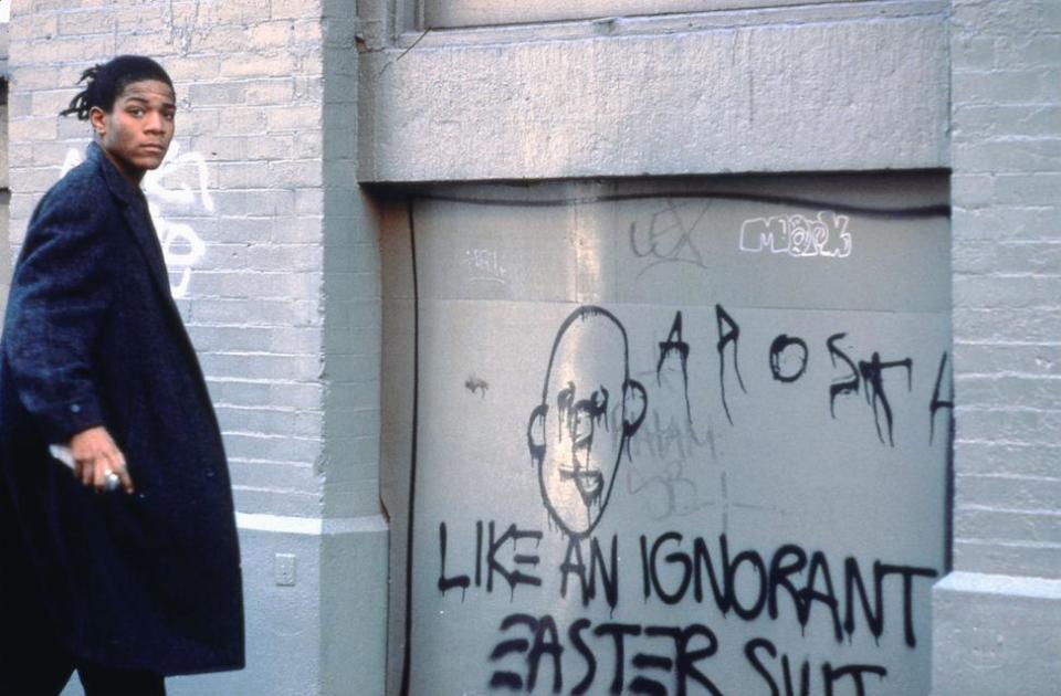 Jean-Michel Basquiat on the set of Downtown 81 (©New York Beat Film LLC. By permission of The Estate of Jean-Michel Basquiat. Photo: Edo Bertoglio)
