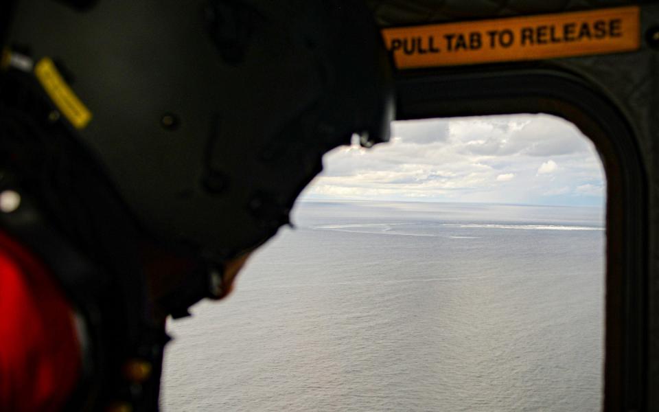 Denmark air forces view the damaged Nord Stream 2 pipelines from above soon after it was first discovered in September - Europe Pipelines/Rune Dyrholm