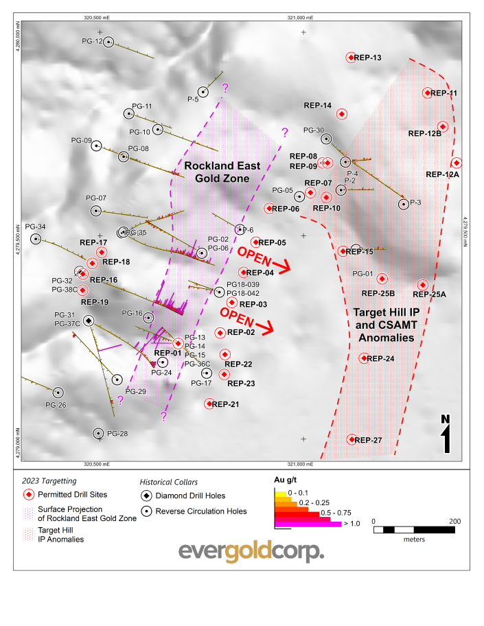 Figure 3 - Close Up, Rockland East Historical and Newly Permitted Drill Sites