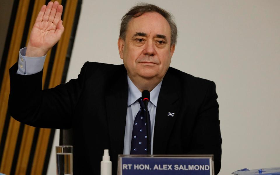 Alex Salmond, former First Minister, appears before the Scottish Parliament Committee on the Scottish Government Handling of Harassment Complaints - Handout/Getty