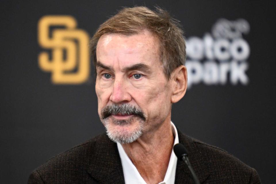 <p>AP Photo/Denis Poroy</p>  San Diego Padres Chairman Peter Seidler speaks at a news conference to announce finalizing a contract with Xander Bogaerts, Friday, Dec. 9, 2022, in San Diego.