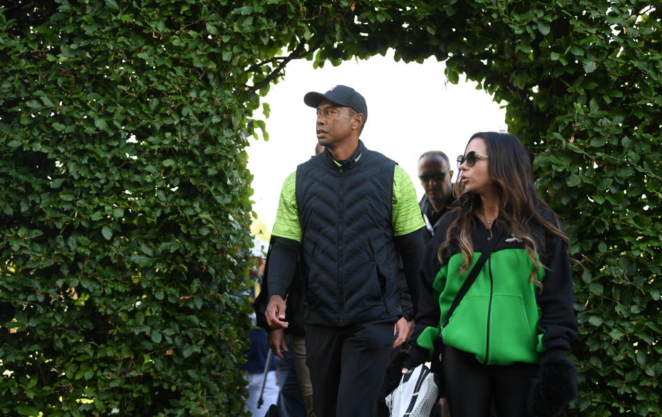 Tiger Woods of USA and his girlfriend Erica Herman