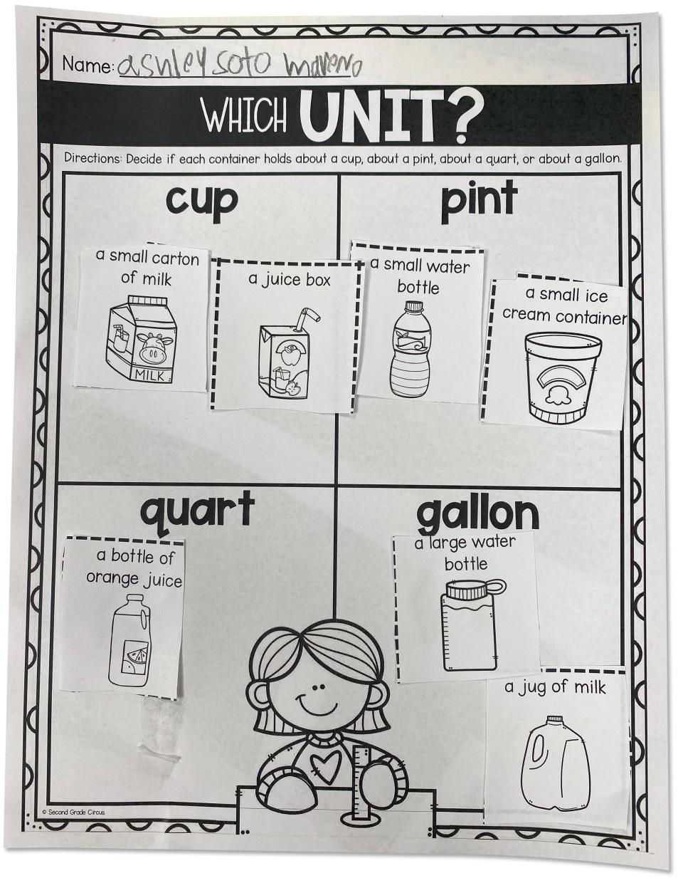 Ashley completed her assignment on units of measure.