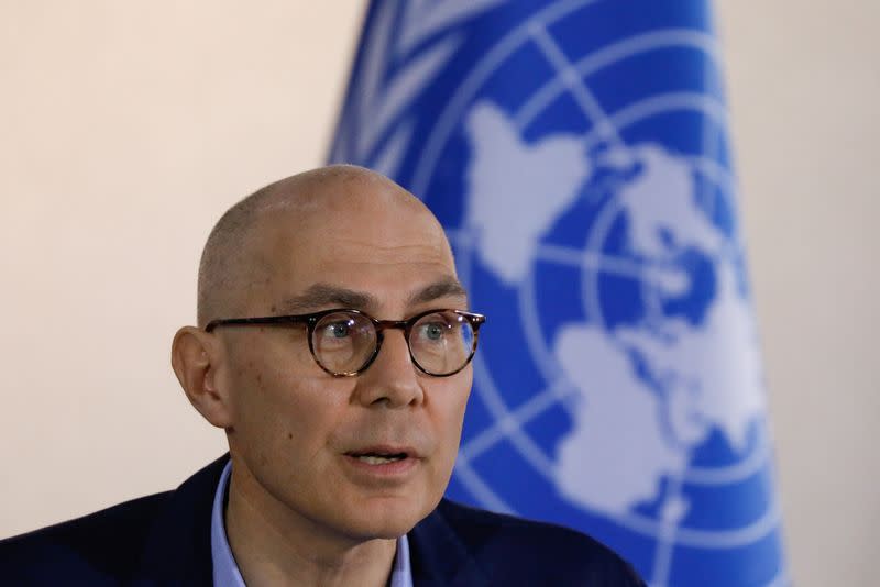 UN High Commissioner for Human Rights Volker Turk holds a news conference in Caracas