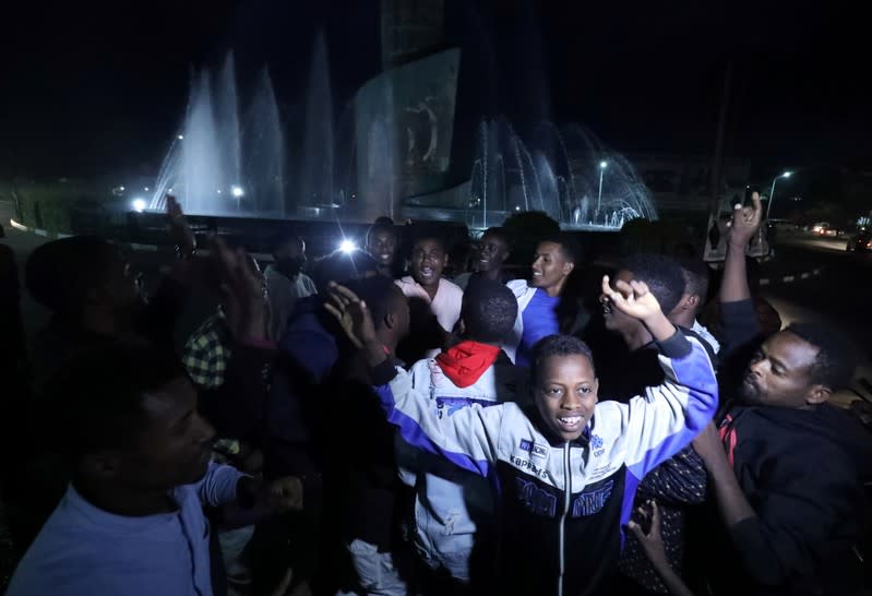 Residents celebrate after announcement of Sidama region referendum preliminary results in Hawassa
