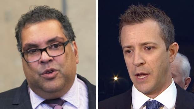 Calgary Mayor Naheed Nenshi says if the allegations about the relationship between Coun. Jeff Davison's mayoral campaign and third-party advertisers are true, it's 'extremely troubling.' (Canadian Press, CBC - image credit)