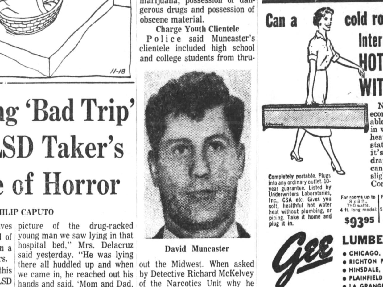 Archbishop David Muncaster, as shown in a 1970 <em>Chicago Tribune</em> article about his LSD bust.
