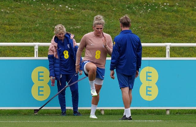 Millie Bright during an ngland training session (Martin Rickett/PA)