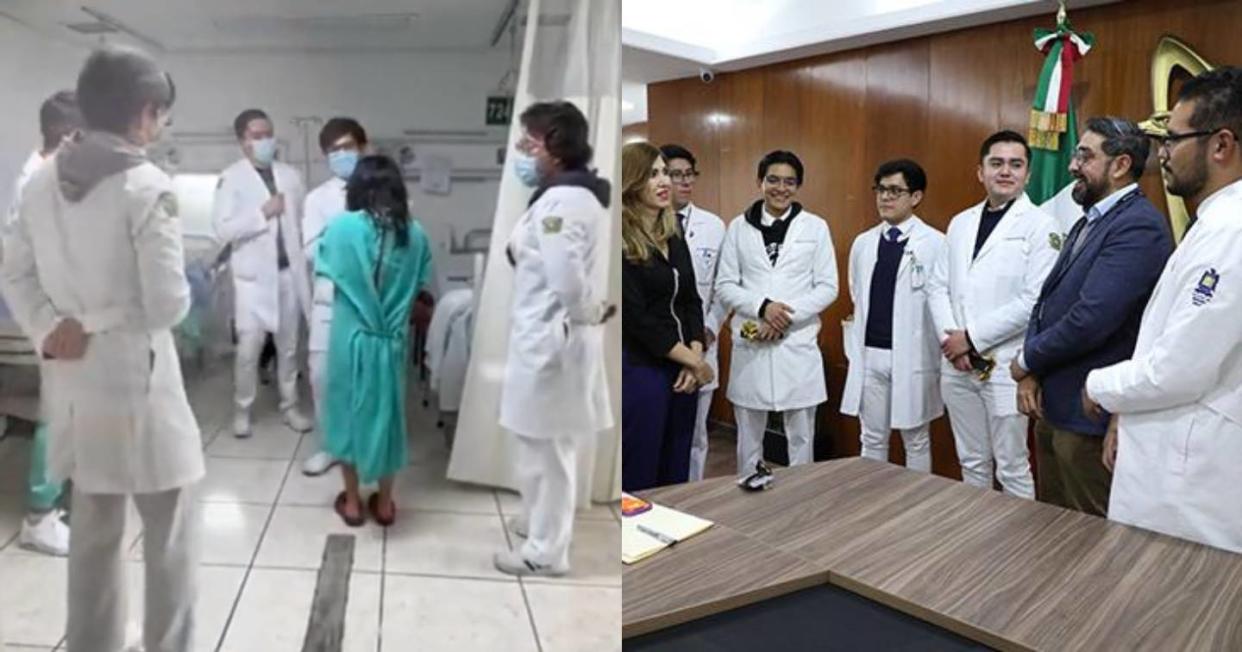 El IMSS reconoce a médicos internos que bailaron el vals con una paciente por sus XV Años. Foto: Captura de video TikTok vía @don_dohko e IMSS