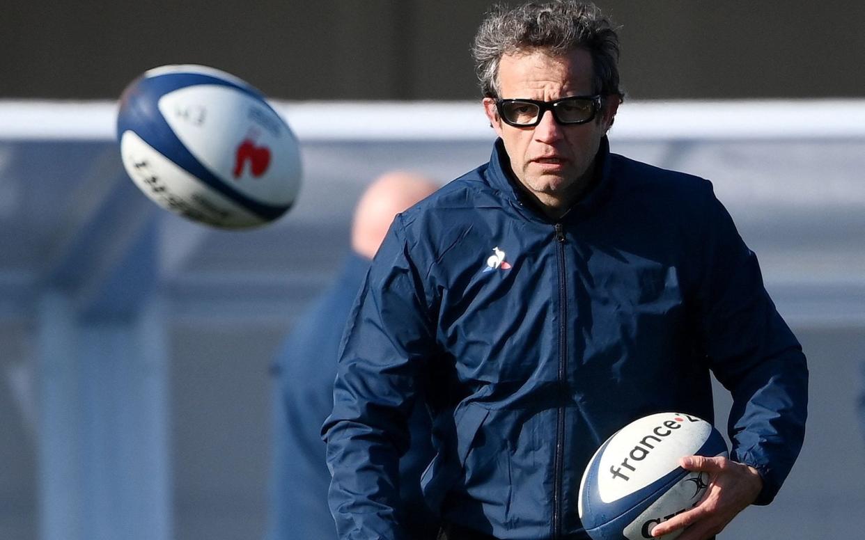 Fabien Galthie oversees France training - Six Nations urged to hand Scotland a walkover victory after France head coach Fabien Galthie left bubble - AFP