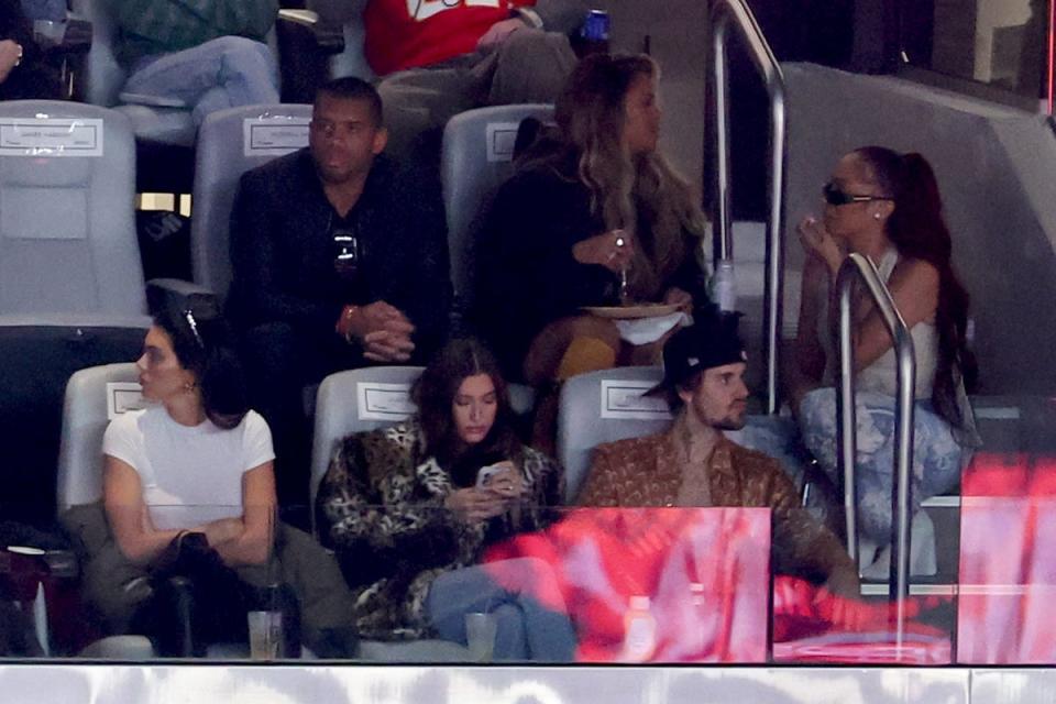 Justin Bieber and Hailey Bieber at Super Bowl LVIII (Getty Images)