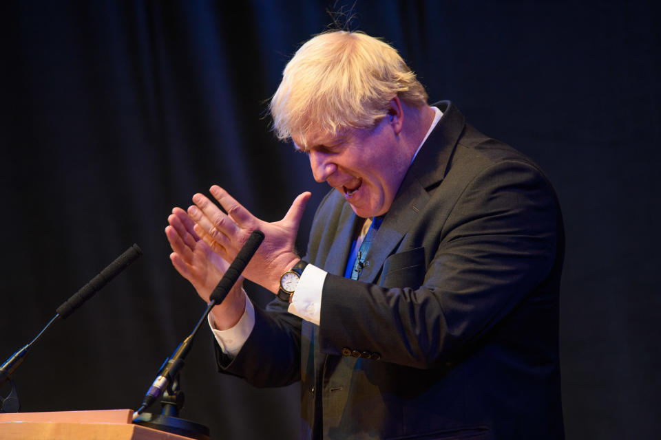 Boris Johnson MP speaks at a fringe event organised by Conservative Home during the Conservative Party annual conference, at the International Convention Centre, Birmingham. Picture date: Tuesday October 2nd, 2018. Photo credit should read: Matt Crossick/ EMPICS.