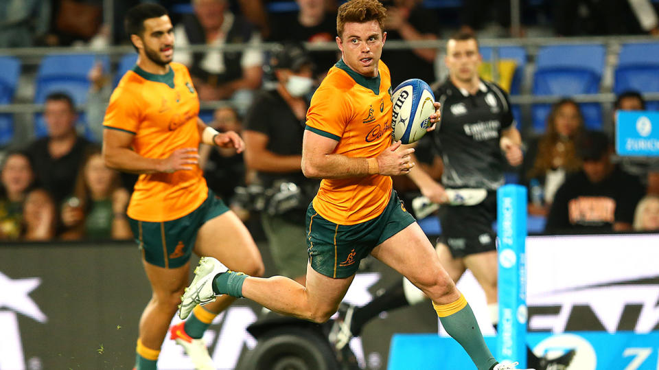 Andrew Kellaway dominated for the Wallabies in their final match of the Rugby Championship, 32-17 win over Argentina. (Photo by Jono Searle/Getty Images)