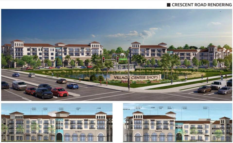 Woodfield Developers presented updated design plans for an Estero multi-use community across from Coconut Point Mall. The Village of Estero's Planning, Design and Review Board will consider a request for a development order at a later date.