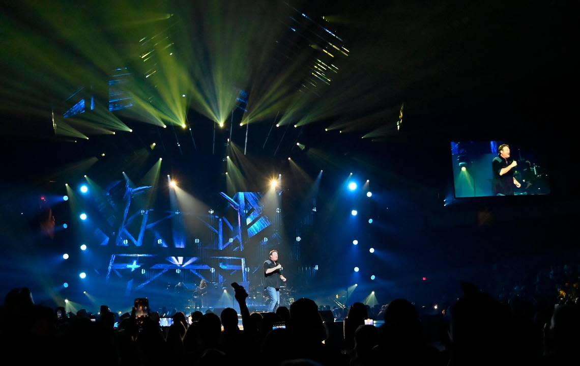 Singer Blake Shelton performs, bringing his Back To The Future Honky Tonk Tour to the Save Mart Center Thursday night, March 21, 2024 in Fresno. ERIC PAUL ZAMORA/ezamora@fresnobee.com