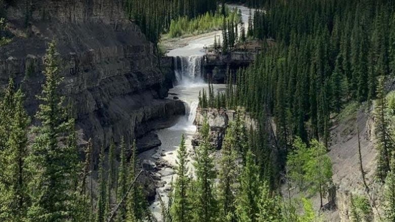 RCMP say three adults from a single family drowned while swimming at the bottom of Crescent Falls, located near Nordegg, Alta. (Josee St-Onge/CBC News)