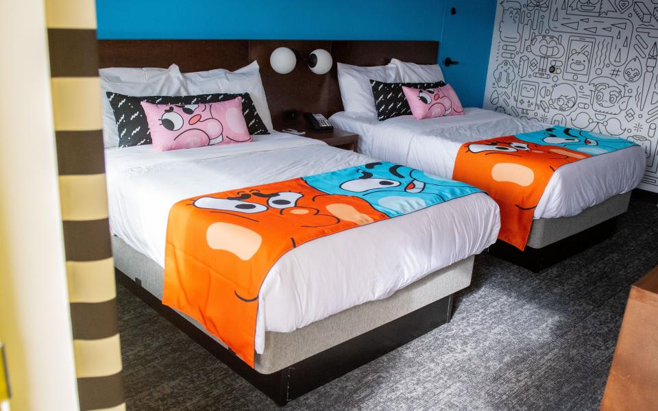 This is the "Gumball" themed room at the Cartoon Network Hotel.