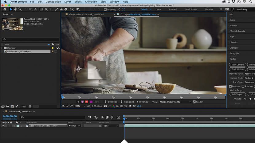 Image of craftsman being edited in After Effects