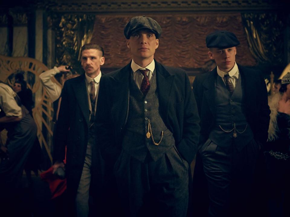 Paul Anderson, Cillian Murphy and Joe Cole as the Shelby Brothers in Peaky Blinders (BBC)