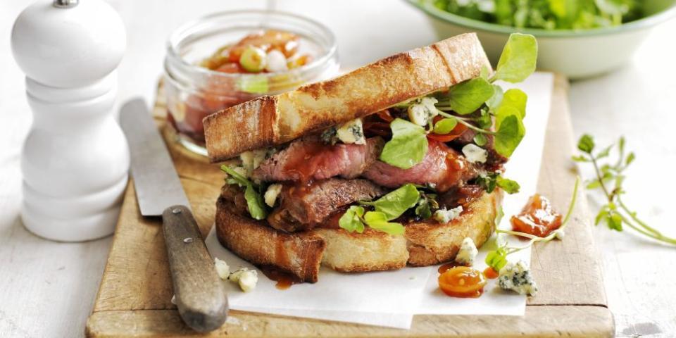 Steak Sandwich with Blue Cheese and Sweet-and-Sour Tomatoes