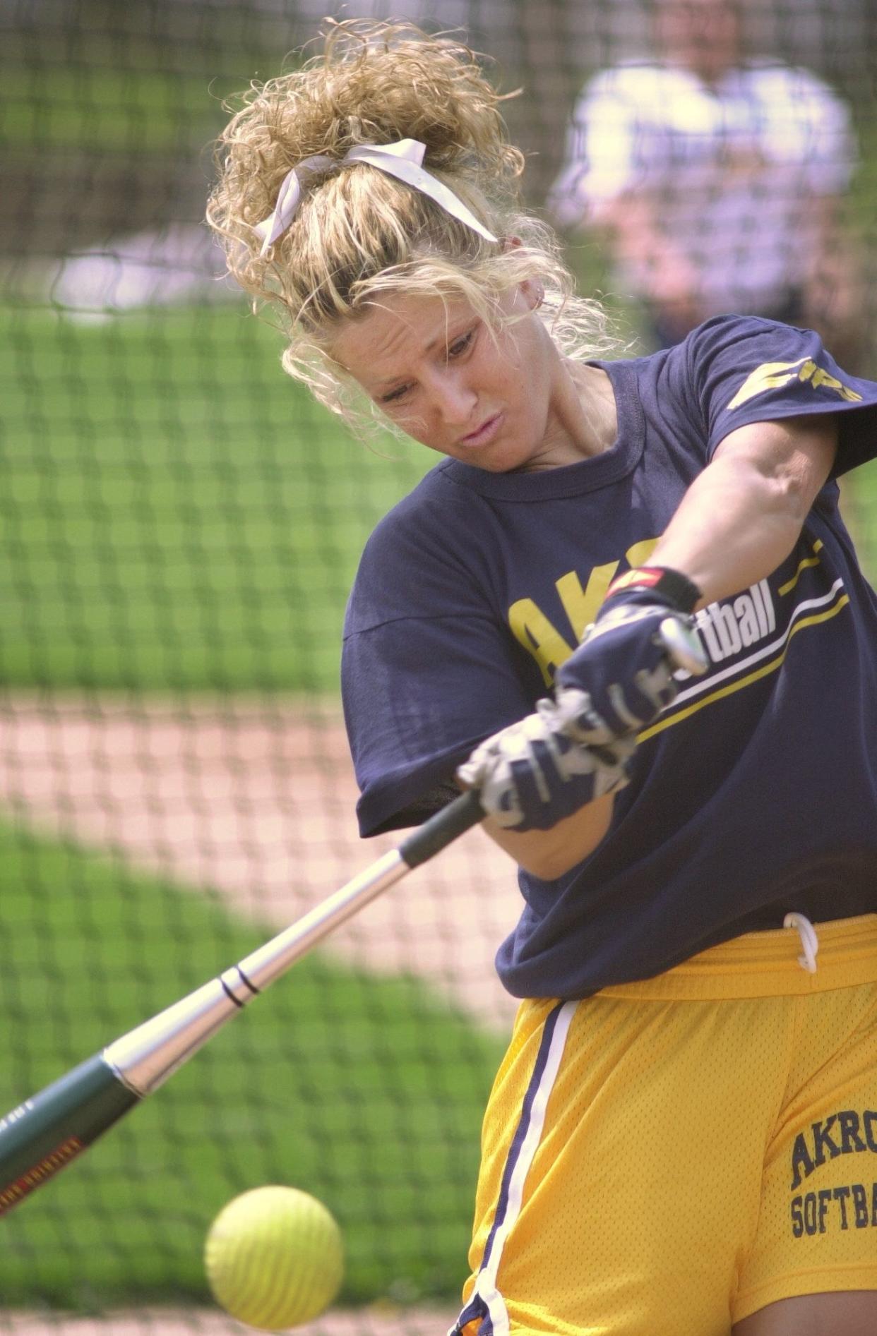 Tracee McCoy-Jenkins during her freshman season with the University of Akron softball team in 2000. McCoy-Jenkins will be inducted into the Akron Public Schools Athletics Hall of Fame on Oct. 5.