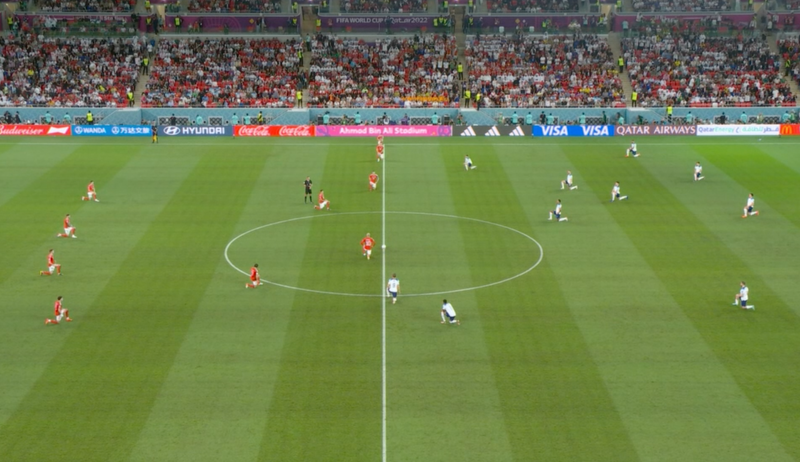 Wales and England take the knee ahead of their World Cup match