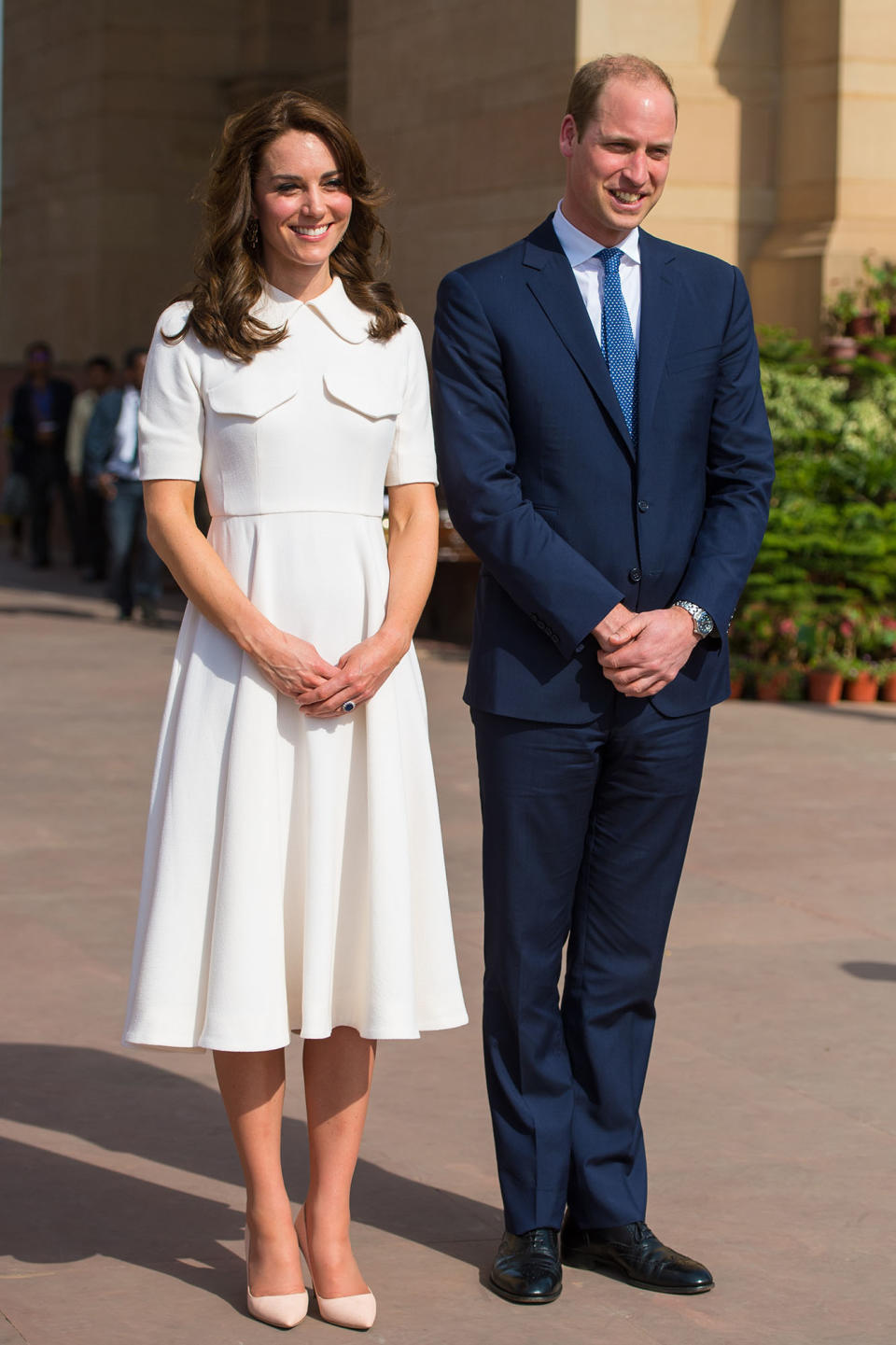 <p>A simple shirtdress was Kate's white frock of choice for a day out in New Delhi, India.<strong>Get the Look:</strong>Solid & Striped Pocketed Shirt Dress, $190; <a rel="nofollow noopener" href="http://bit.ly/2qnrwsH" target="_blank" data-ylk="slk:modaoperandi.com;elm:context_link;itc:0;sec:content-canvas" class="link ">modaoperandi.com</a>Button Front Midi Dress, $110; <a rel="nofollow noopener" href="http://bit.ly/2qnlUii" target="_blank" data-ylk="slk:shoptiques.com;elm:context_link;itc:0;sec:content-canvas" class="link ">shoptiques.com</a></p>