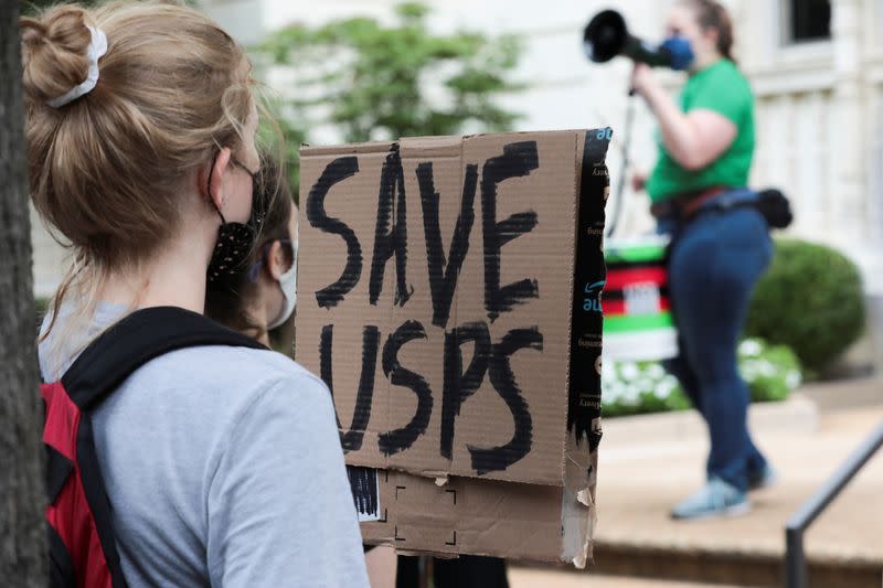 Demonstration outside of the condo of Postmaster General Louis DeJoy, in Washington