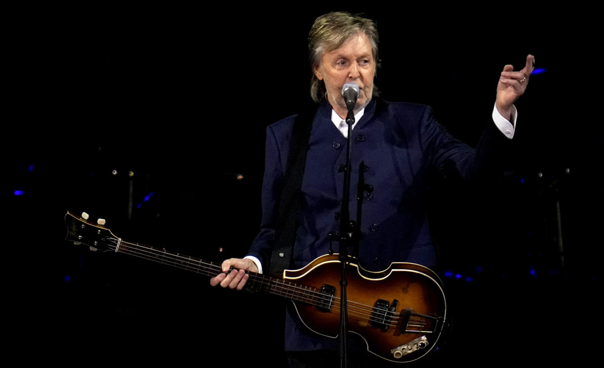 Inglewood, CA - May 13:  Paul McCartney performs during his Got Back tour at SoFi Stadium in Inglewood on Friday, May 13, 2022. (Photo by Keith Birmingham/MediaNews Group/Pasadena Star-News via Getty Images)