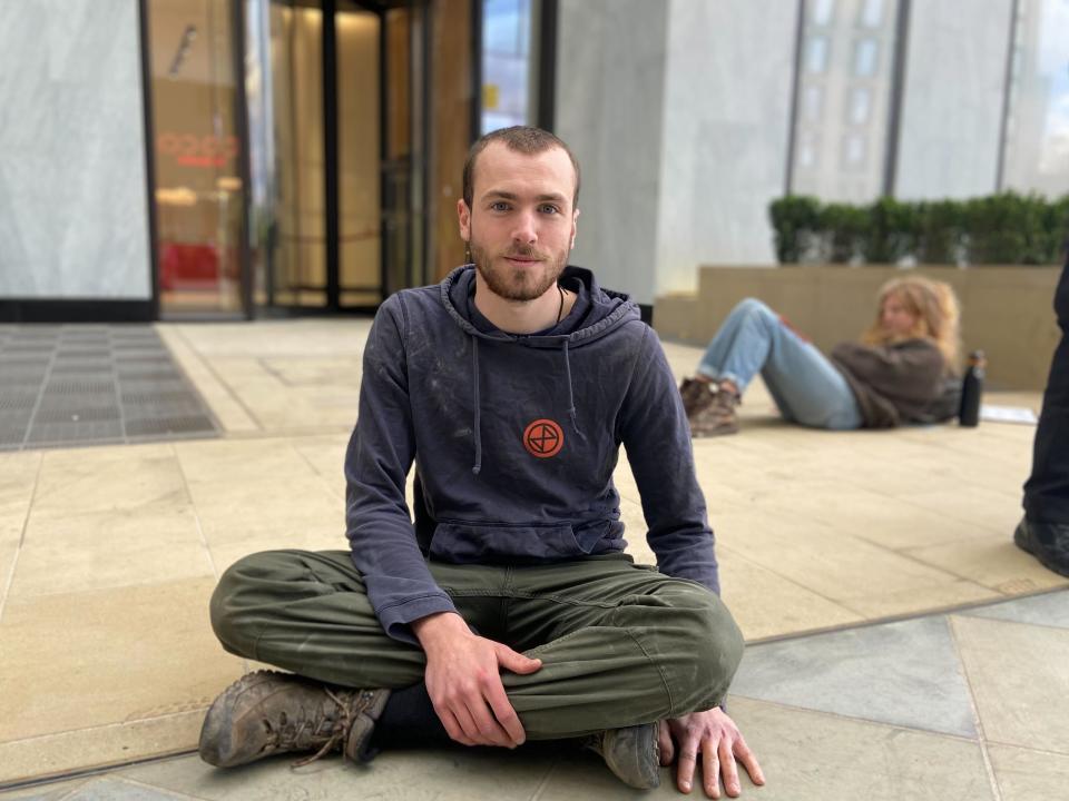 Ruskin Wilson was one of the protesters at Shell HQ on Wednesday (Saphora Smith / The Independent)